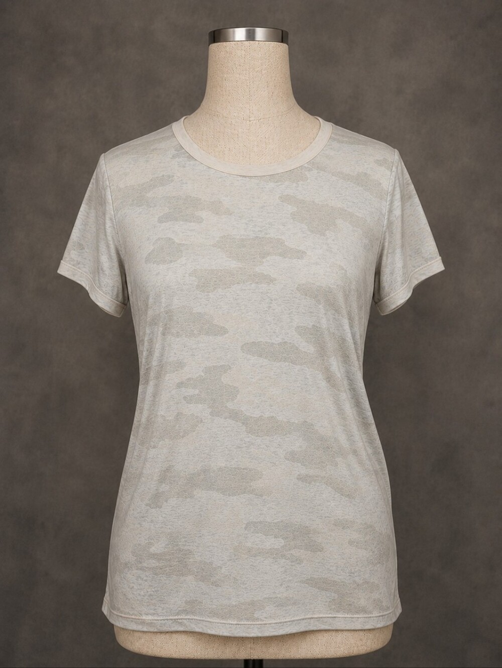 Lucky Brand Large White Tan Peach Camo Burnout T-Shirt